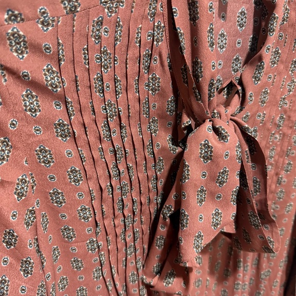 Massimo Dutti Dark Floral Paisley Pussybow Blouse Size 2 Small Academia Chic - Picture 6 of 15